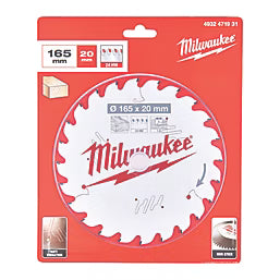 Milwaukee Wood Circular Saw Blade  165mm by 20mm