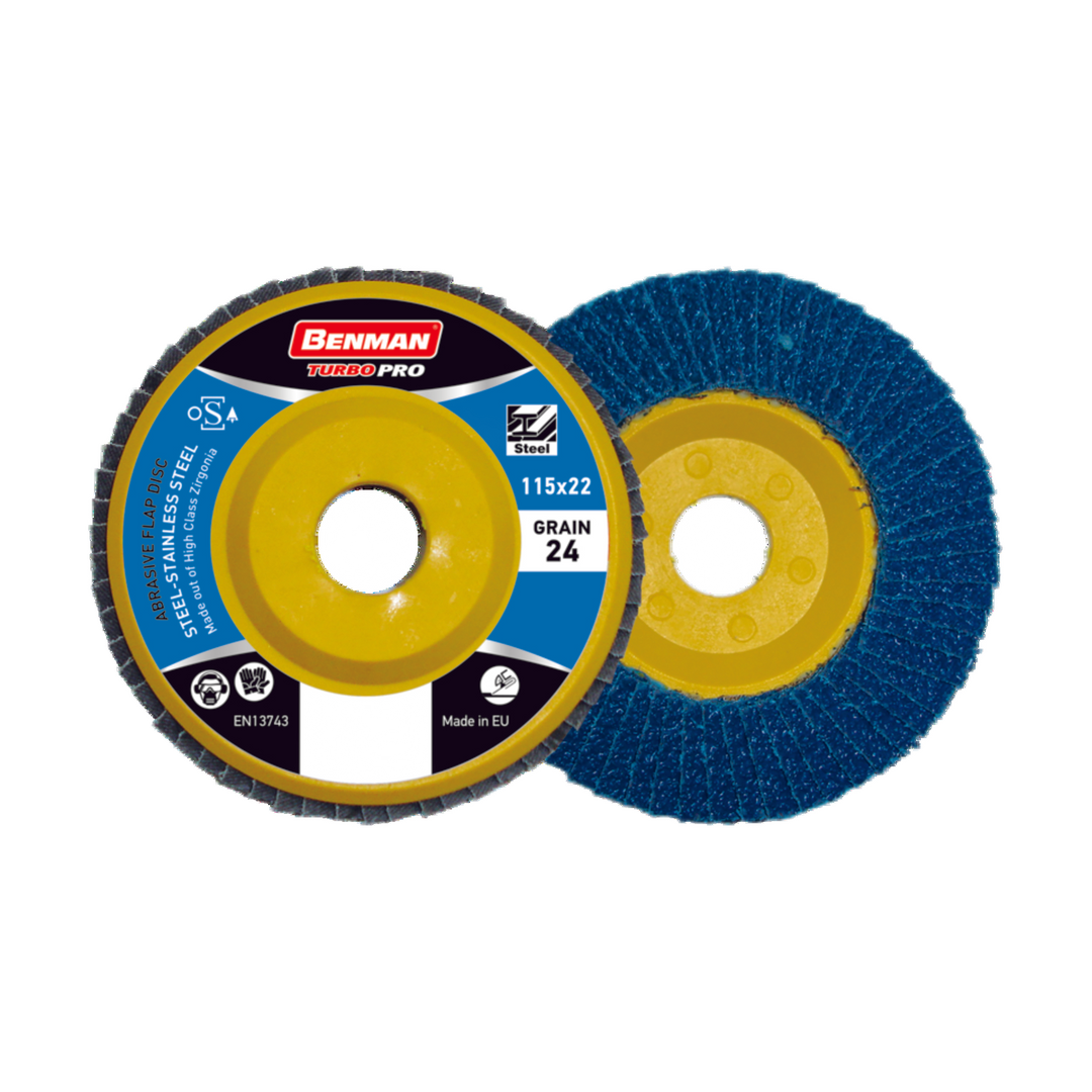 Abrasive Flap Disc, Turbo Pro, Plastic Base, Flat 115 X 24