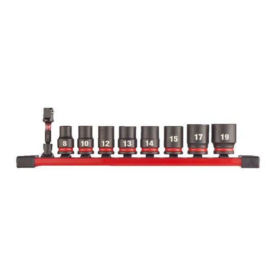 Milwaukee 3/8'' Shockwave Standard Impact Duty Socket Rail Set 9piece