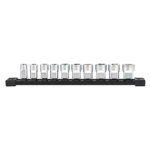 Milwaukee 3/8 in Drive Chrome Socket Set 10pc