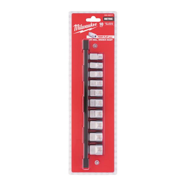 Milwaukee 3/8 in Drive Chrome Socket Set 10pc
