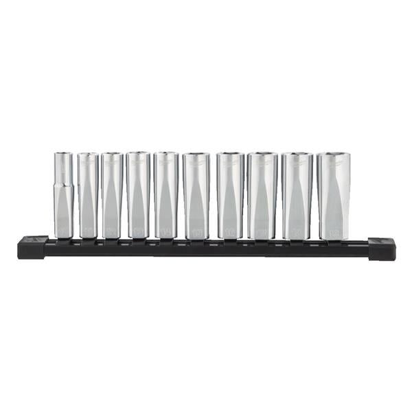 Milwaukee 3/8 in Drive Chrome Socket Set Deep 10pc