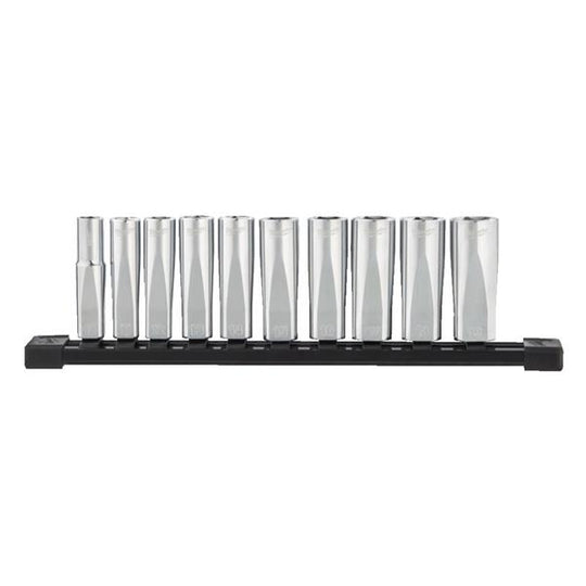 Milwaukee 3/8 in Drive Chrome Socket Set Deep 10pc