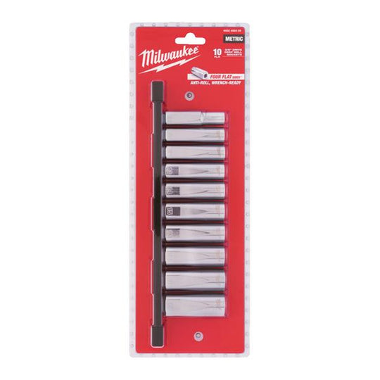 Milwaukee 3/8 in Drive Chrome Socket Set Deep 10pc