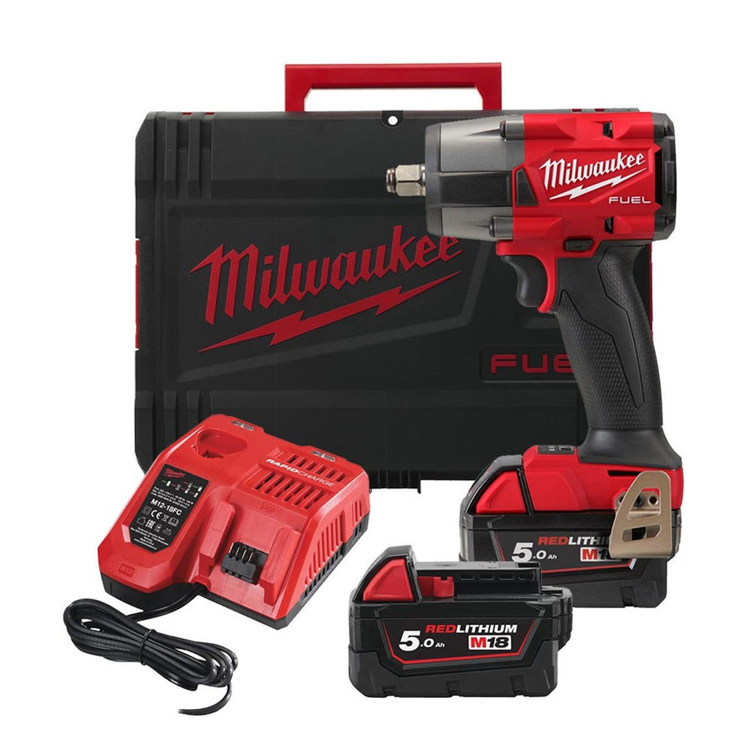 Milwaukee M18 FMTIW2F12-502X 18V FUEL 1/2" Mid-Torque Impact Wrench with 2x 5.0Ah Batteries