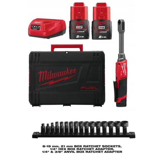 M12FPTR-202X Fuel Pass Through Ratchet & Socket Set 2x2Ah