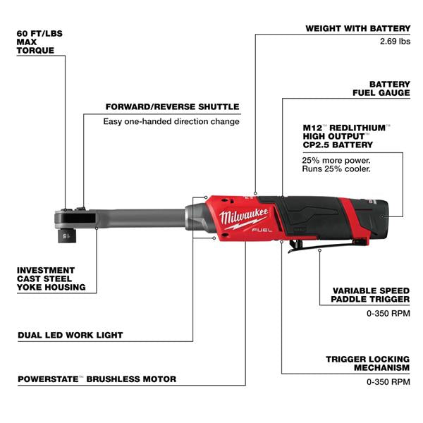 M12FPTR-202X Fuel Pass Through Ratchet & Socket Set 2x2Ah