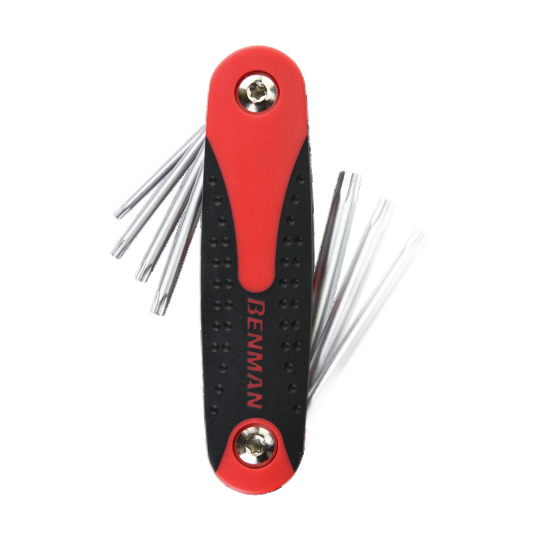 Folding Torx Key Wrench Set 7Pcs, Size 10-15-20-25-27-30-40