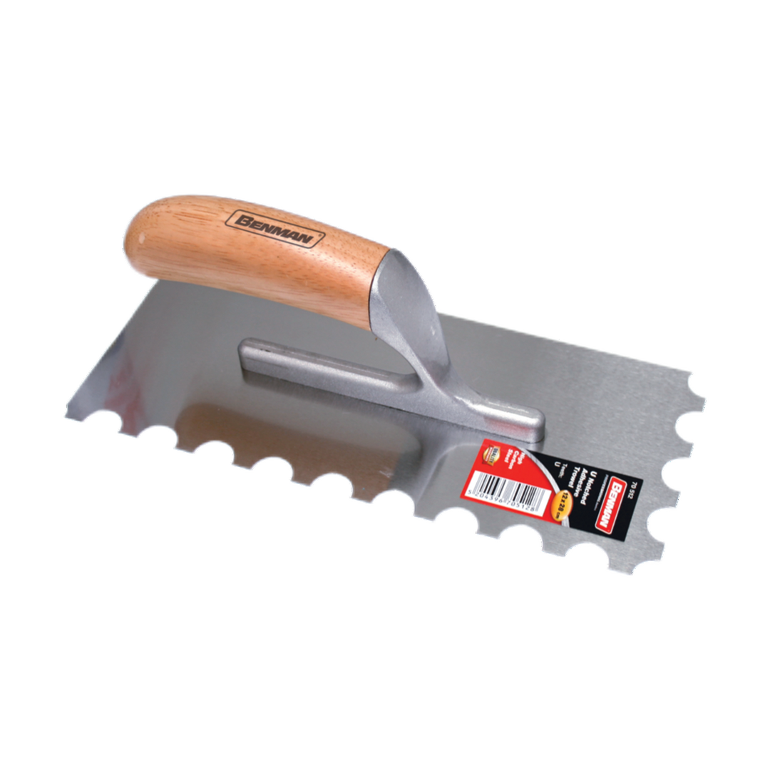 Square Notched Adhesive Trowel, Wooden Handle, 120 X 280, U-Shaped Teeth
