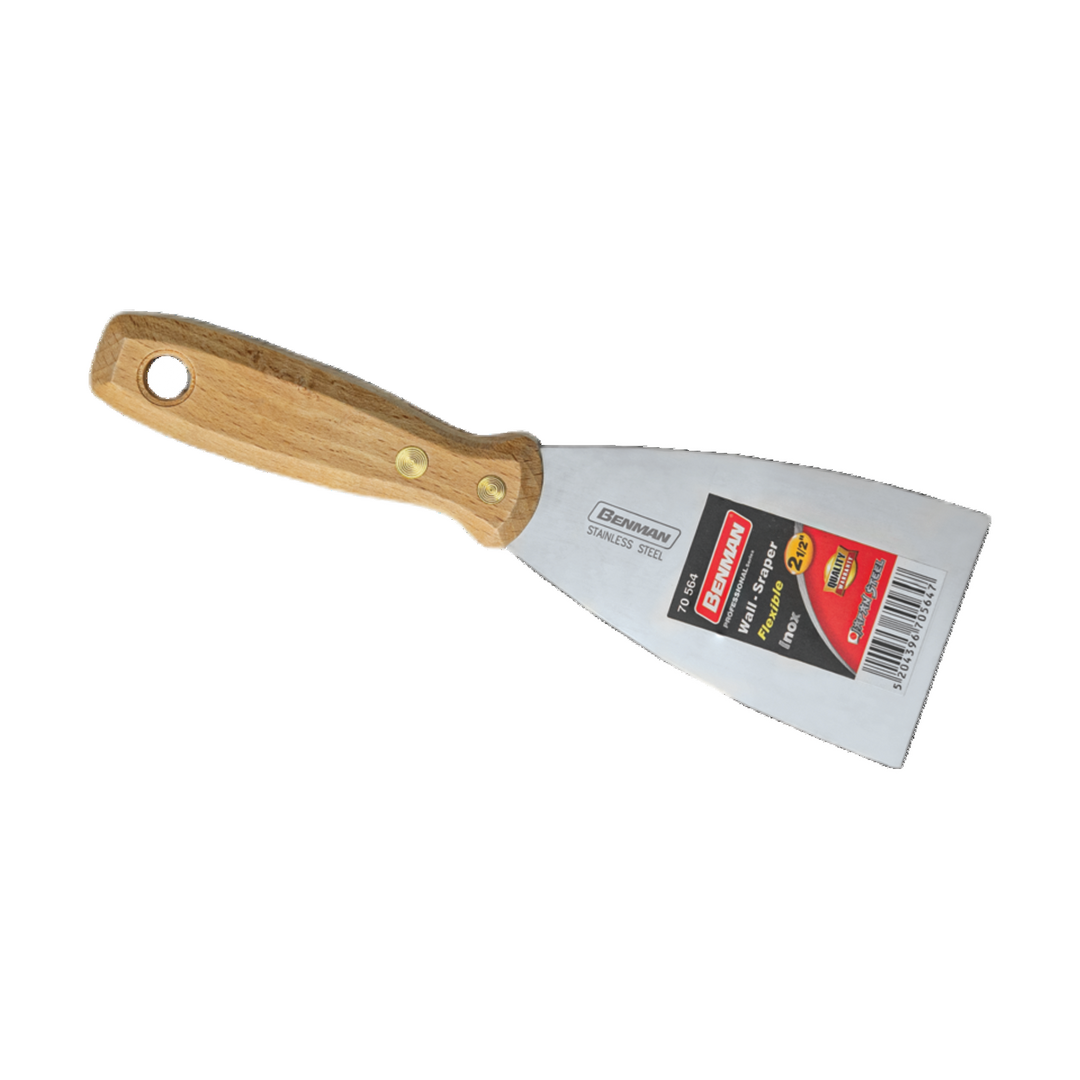 Flexible Inox Scraper Wooden Handle 4'' (100 mm)