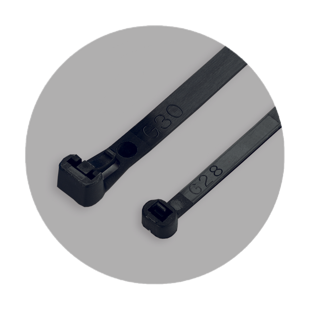 Reusable Cable Zip Ties, Black, 300 X 7.6 mm (100Pcs)