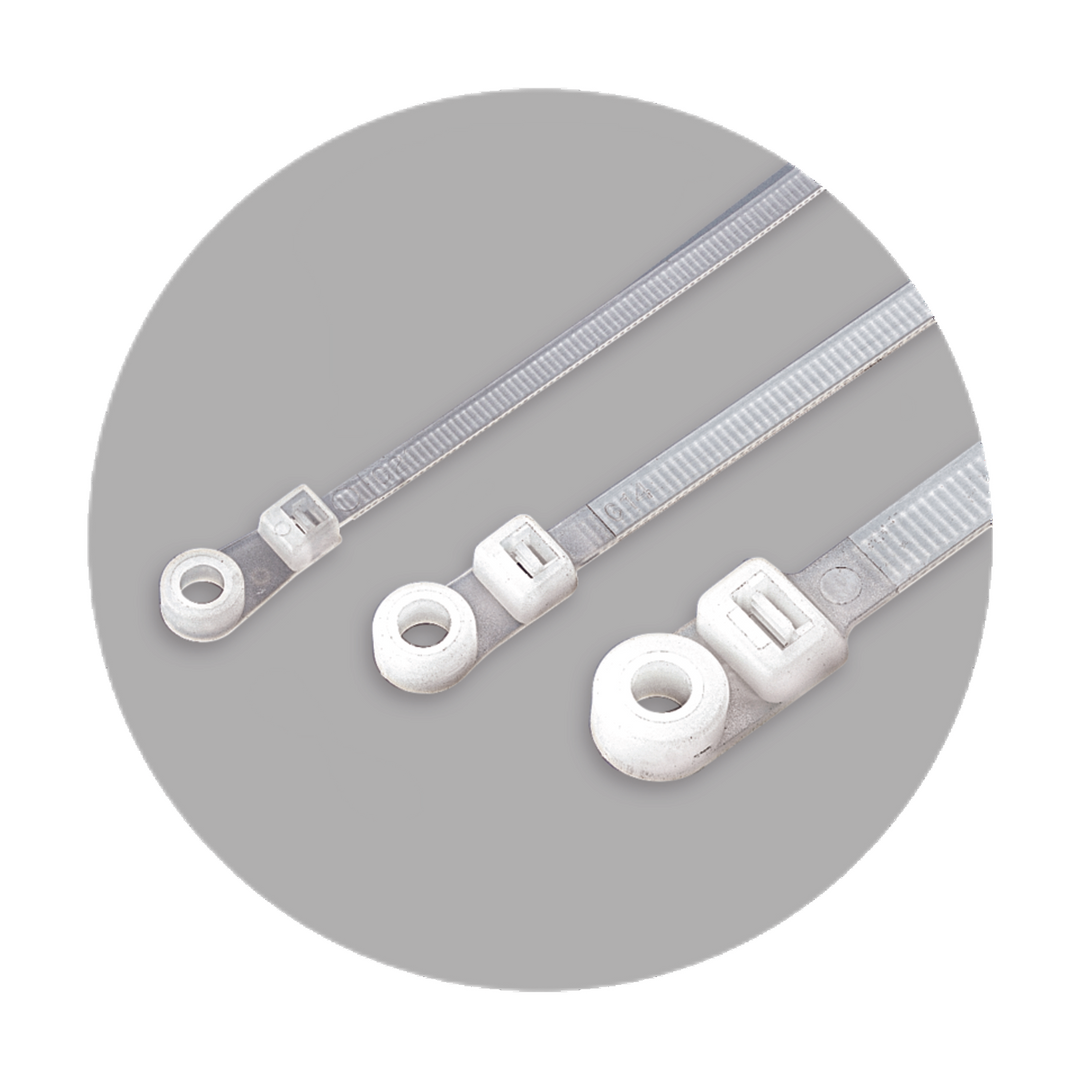 Hole Cable Ties For Screw, White, 150 X 3.6 mm (100Pcs)