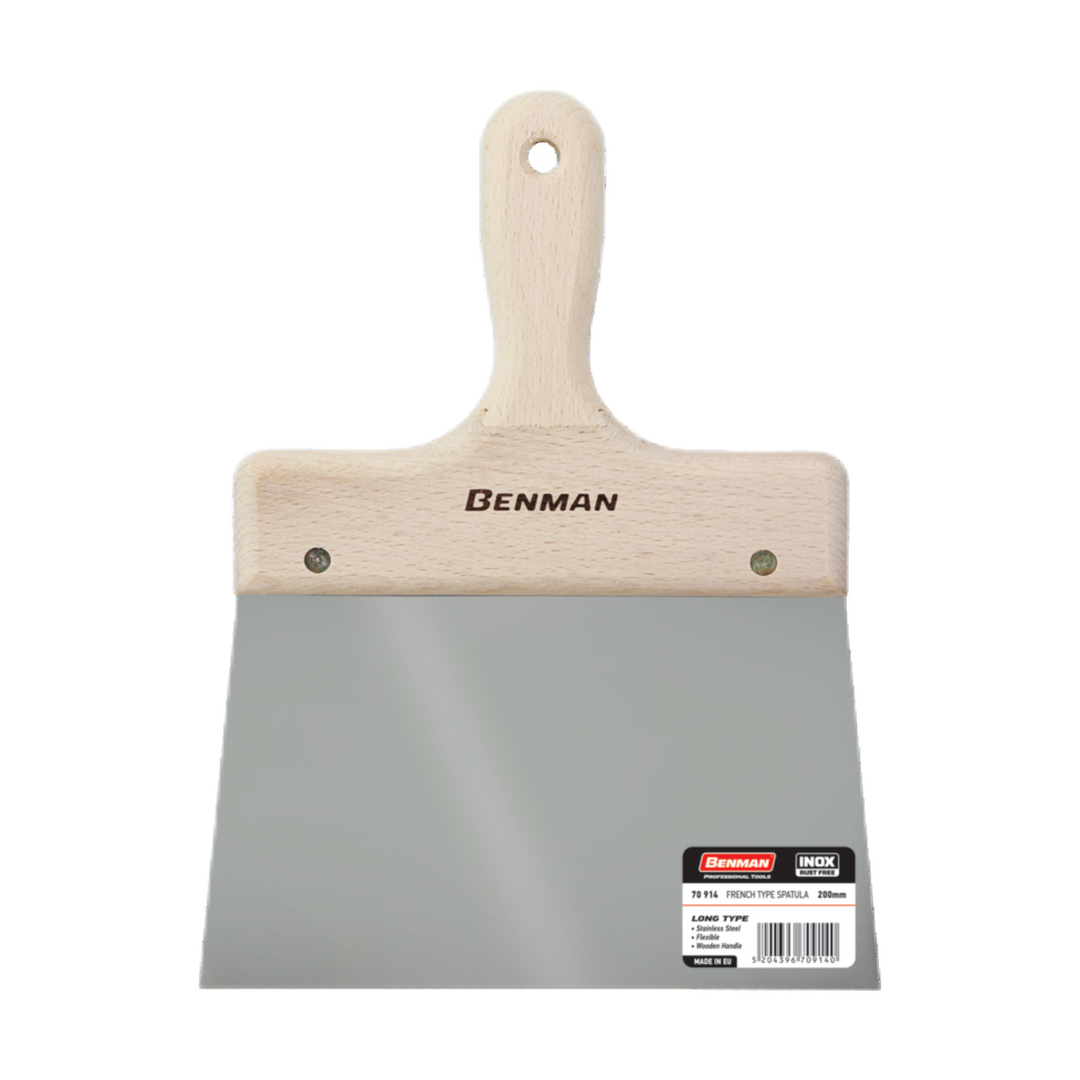 Stainless Steel Spatula, Wooden Handle, Long Blade, 140 mm