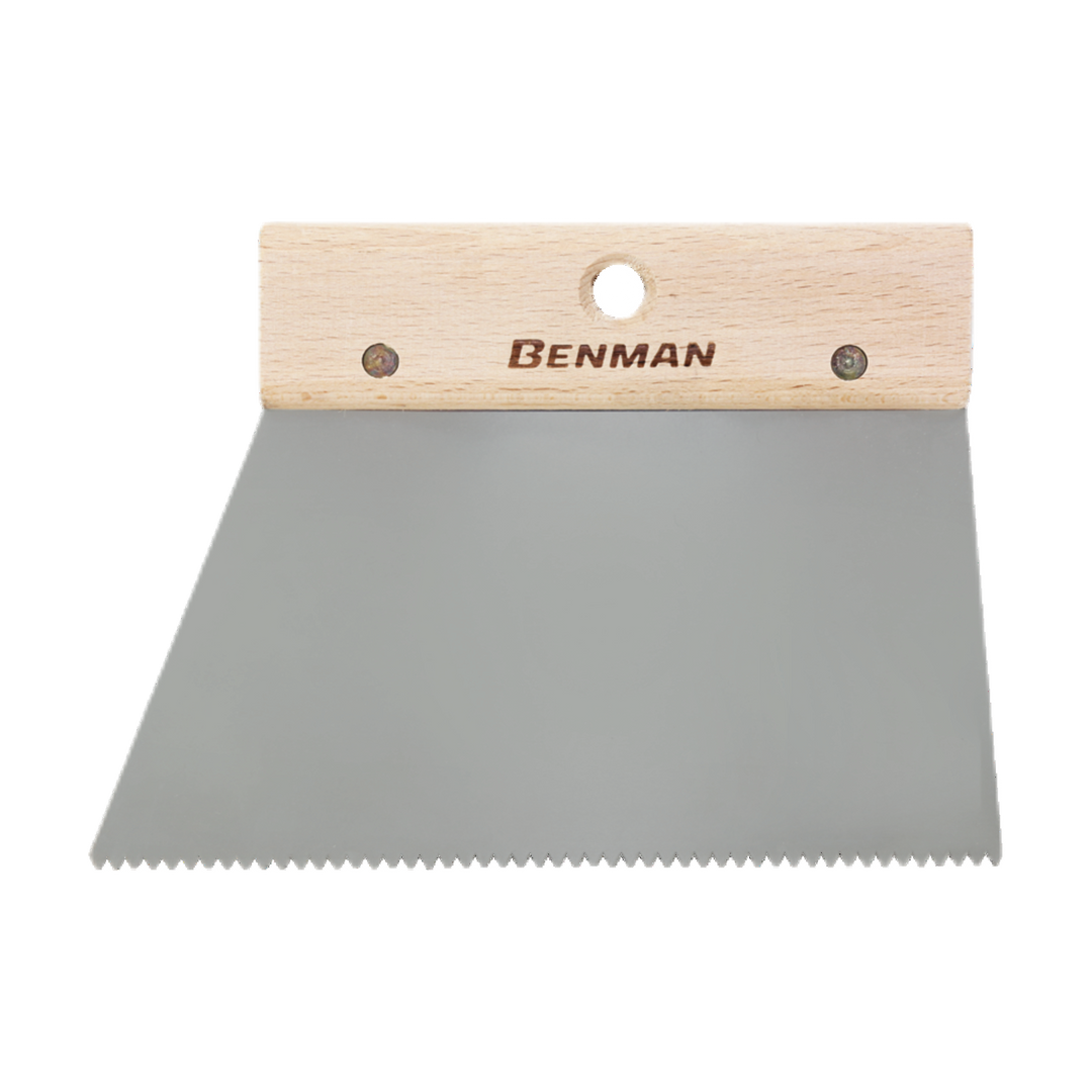 Stainless Steel Triangle Notched Spatula, Wooden Handle, 200 mm