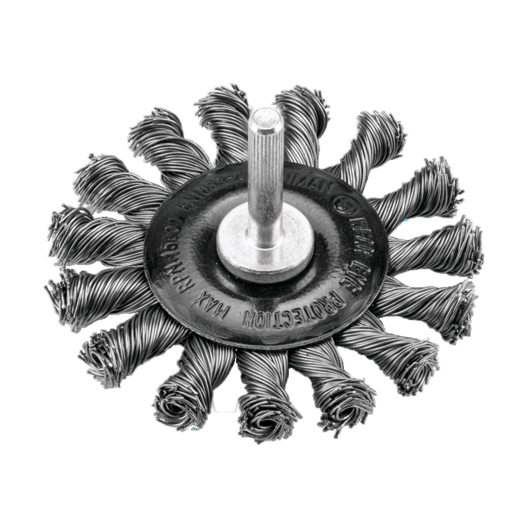 Twisted Knot Wire Wheel Brush High Rpm With Shaft 6 mm