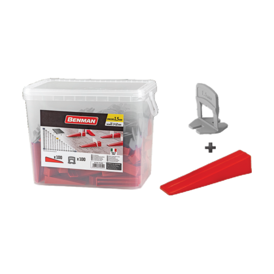 Tile Leveling Kit With 100 Spacers & 100 Wedges