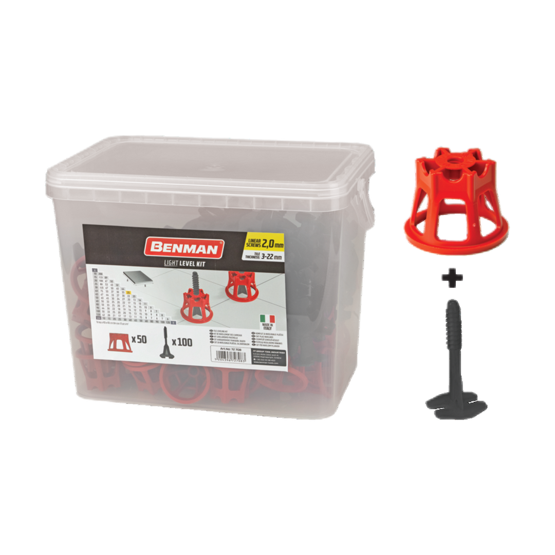 Tile Leveling Kit With 100 Linear Screw Spacers & 50 Wedges, Light Level