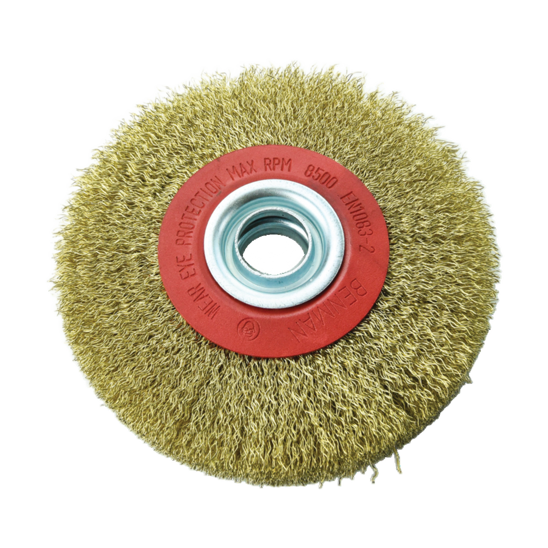 Single Brush, Brass Coated Steel Wire, 0.3 mm, Crimped Coarse Wire With Whole, 125 mm