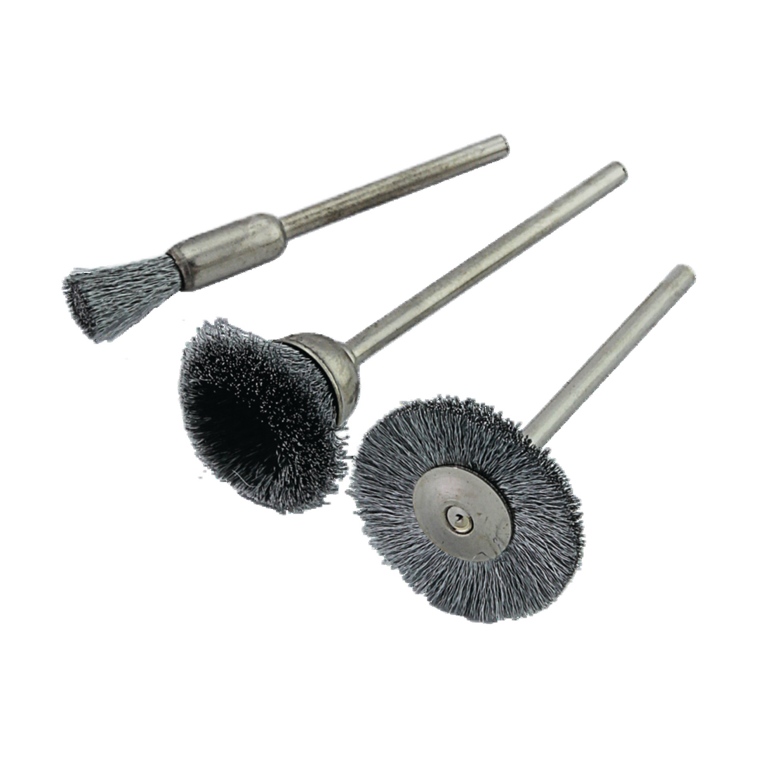 Minature Brushes, 3Pcs Set,Natural Color Steel Crimple Wire 0.30 mm, 3 mm