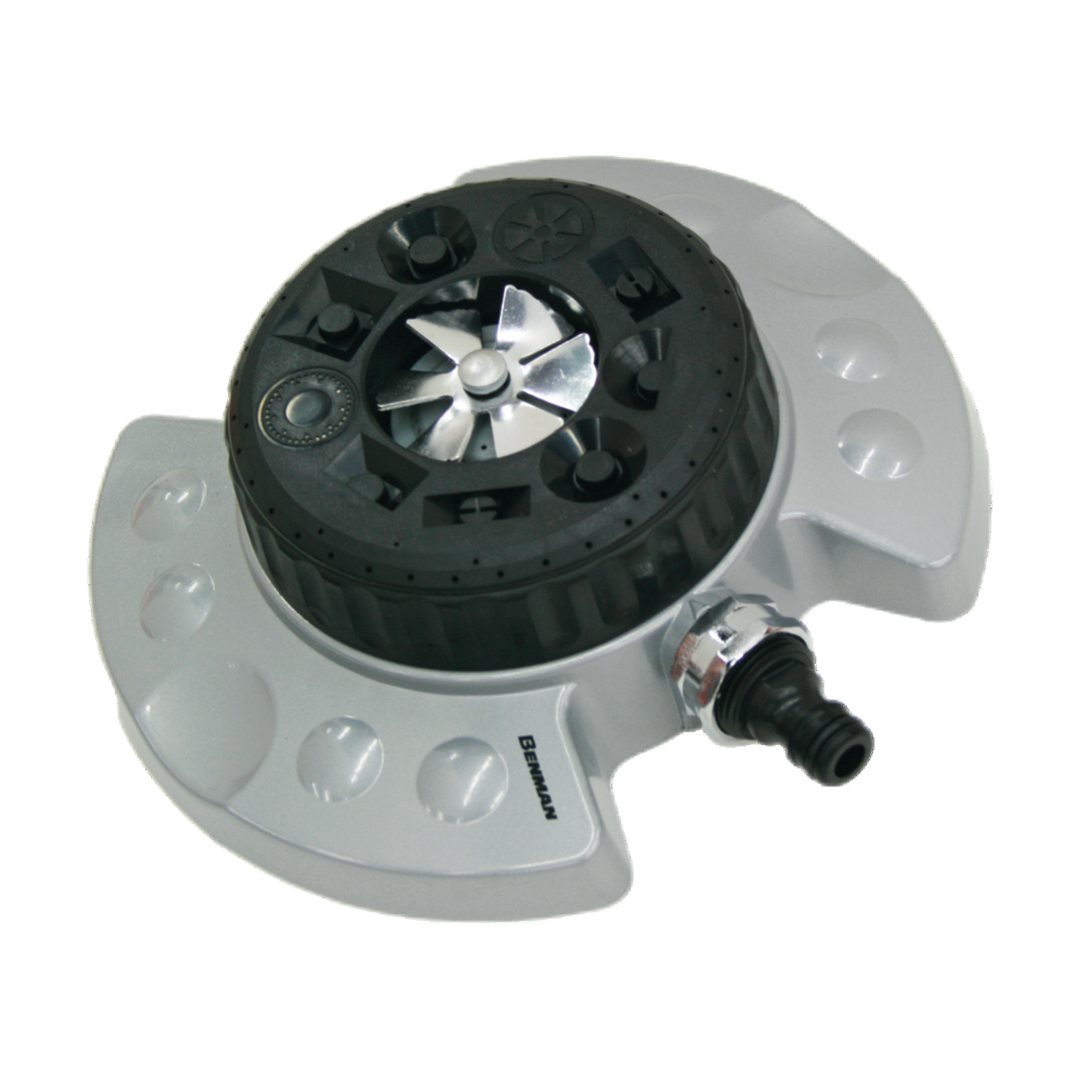 Metal 9-Pattern Turrent Sprinkler & Water Hose Connector