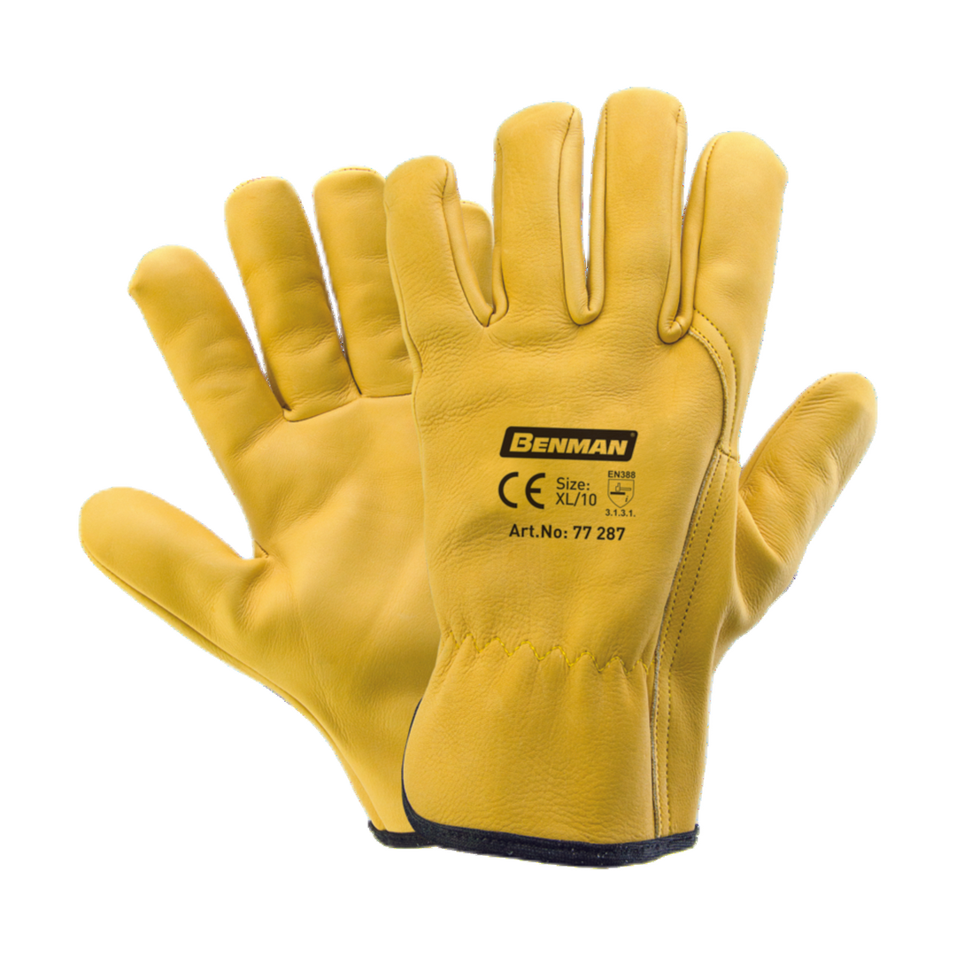 Gloves, Natural Cow Leather, Super Heavy Duty, Unlined, 10"