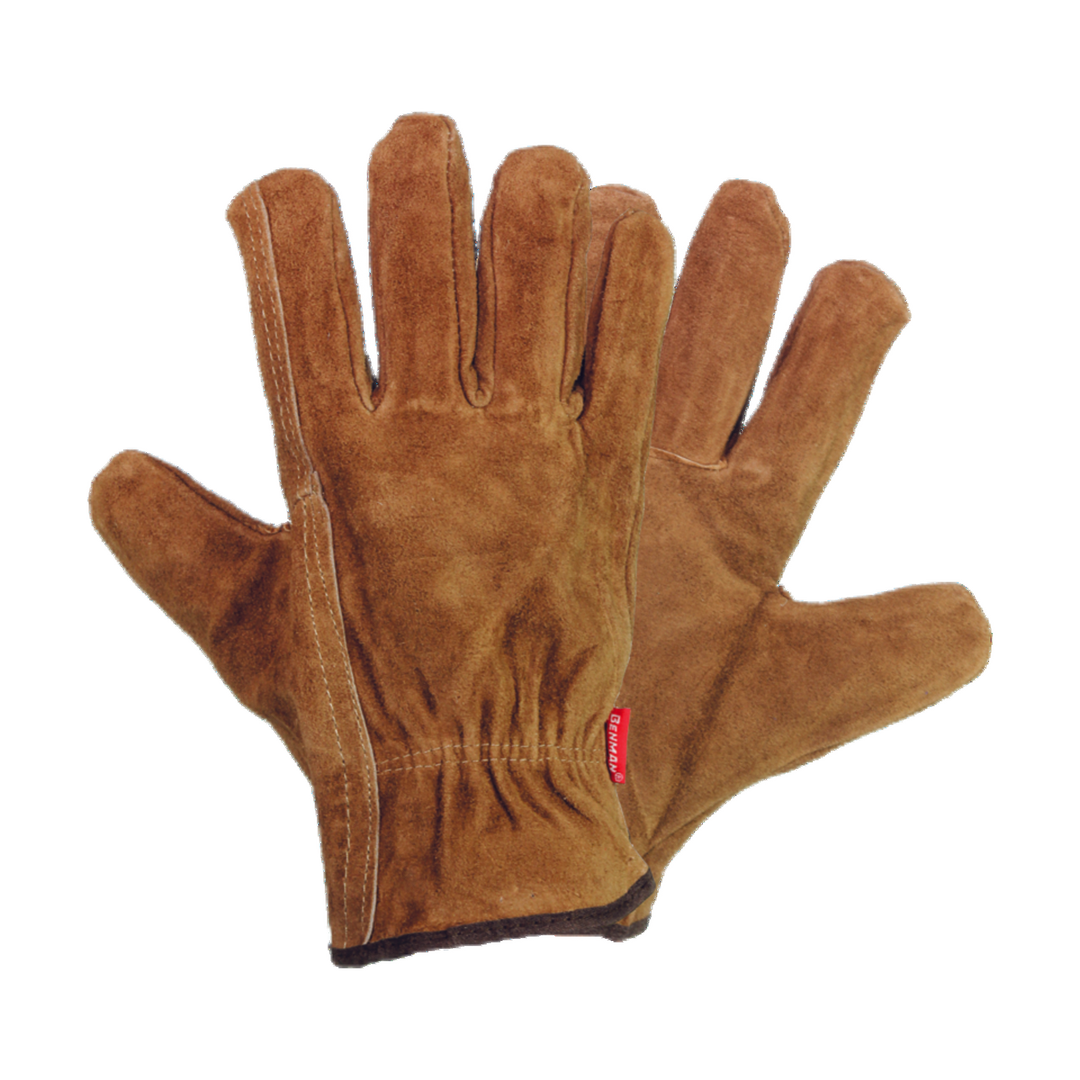 Gloves, Brown Cow Split Leather, Wing Thumb, Unlined, 10"