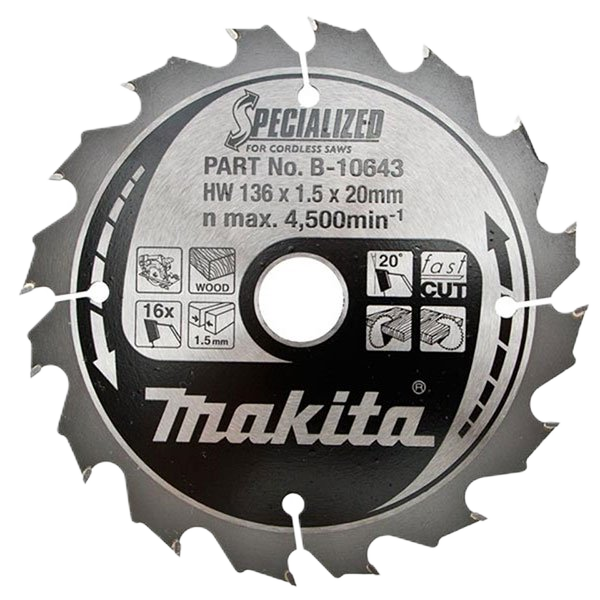 Specialised Cordless Saws Tct Saw Blade Ccc13616E 136Mm X 20Mm 16T