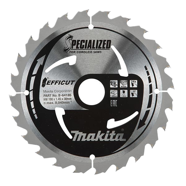 Specialised Efficut Tct Saw Blade Ccm19024G 190Mm X 30Mm 24T