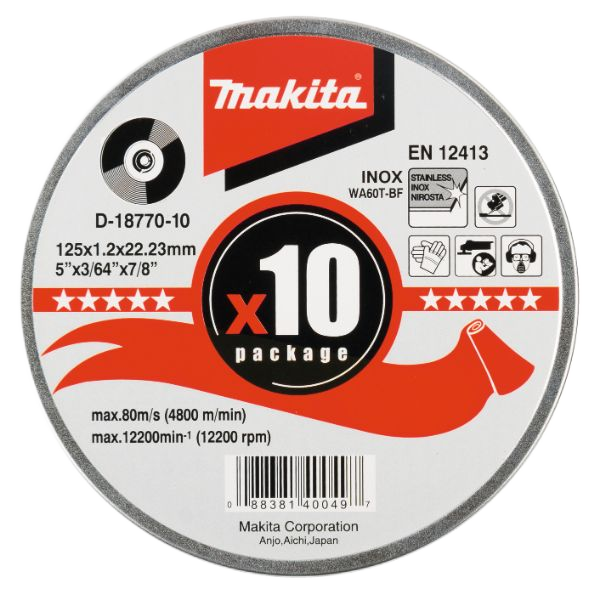 Thin Slitting Disc for Stainless Steel 125mm x 1.2mm x 22.23mm WA60T 10 pcs