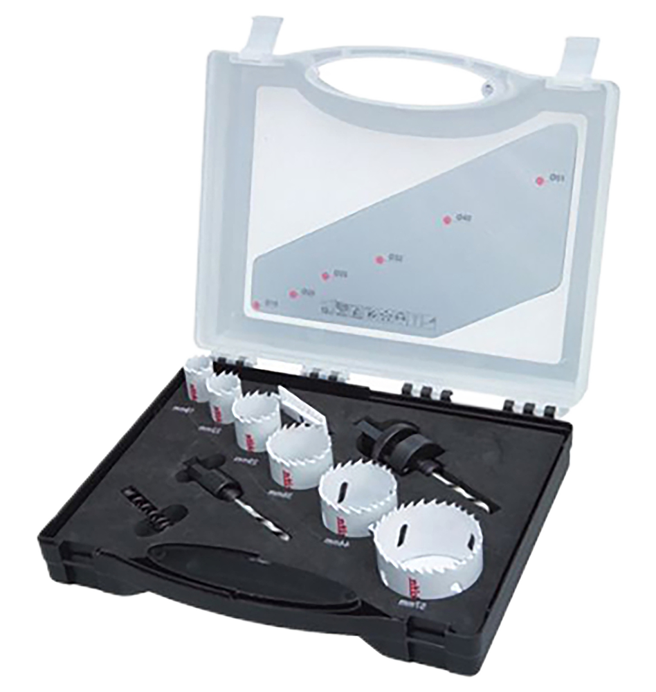 8 Piece Electricans Hole Saw Kit 16-51mm 2 x Arbor