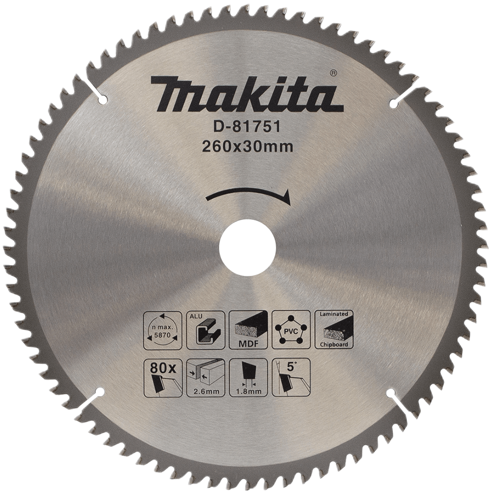 MAKITA TCT SAW BLADE 260MMX80T MULTIPURPOSE