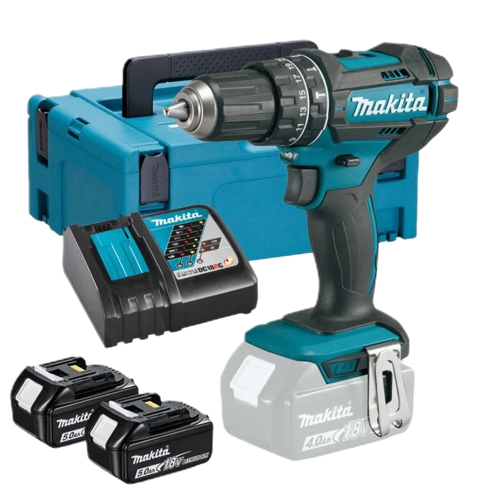 18V LXT Combi Drill 62nm (x2 5AH Batteries Charger+ case)