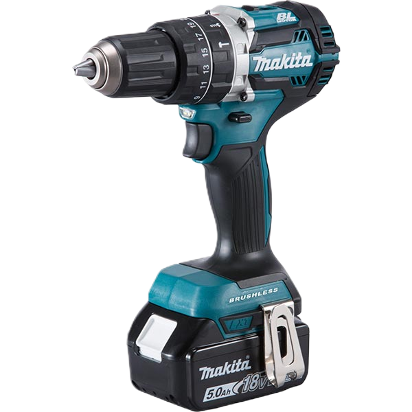 Brushless Combi Drill 54nm with 2x 5.0Ah batts and DC18RC charger in a Makpac case