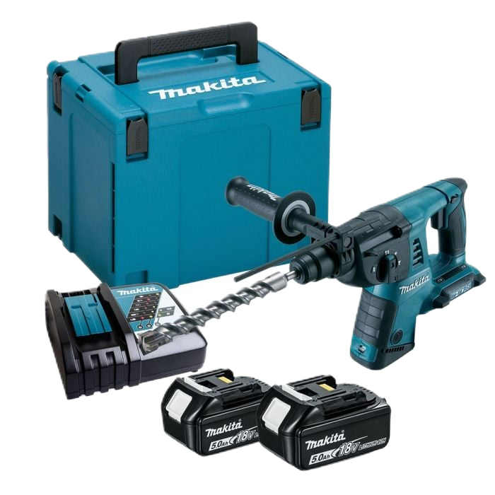 DHR263 Twin 18V Rotary Hammer drill with 2 x 5.0ah Batteries and charger in case