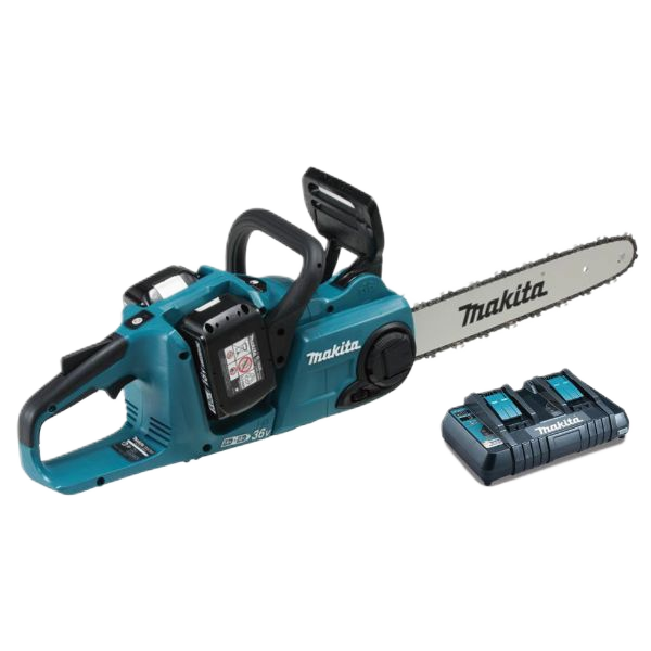 Twin 18V Brushless Chainsaw (35cm) 2x 6.0Ah batteries & DC18RD Twin Port charger.