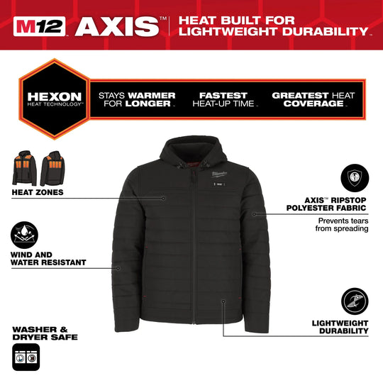 Milwaukee Hexon Heated Puffer Jacket Black