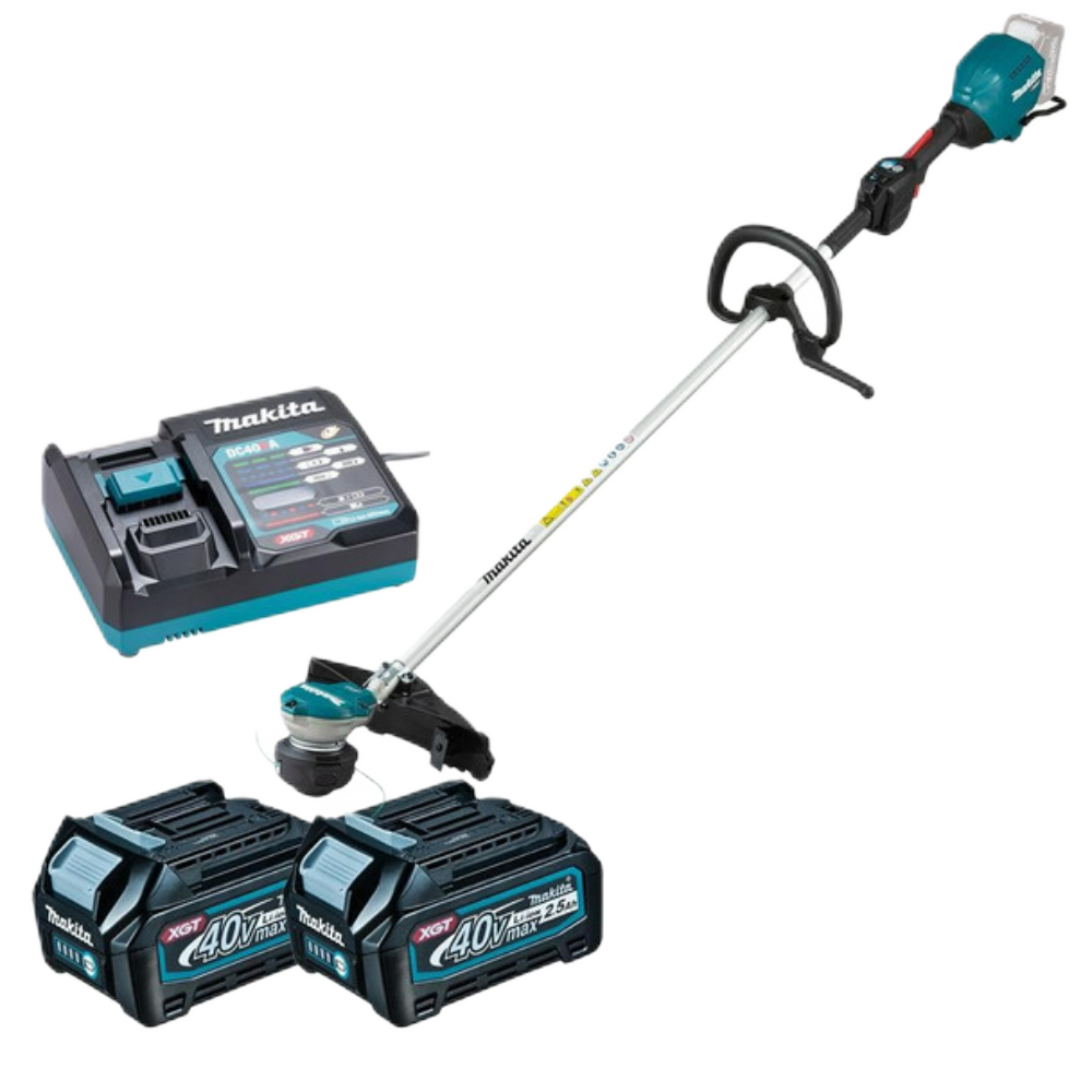 40V MAX XGT BRUSHLESS LINETRIMMER WITH 2X 2.5AH BATTERY AND DC40RA CHARGER