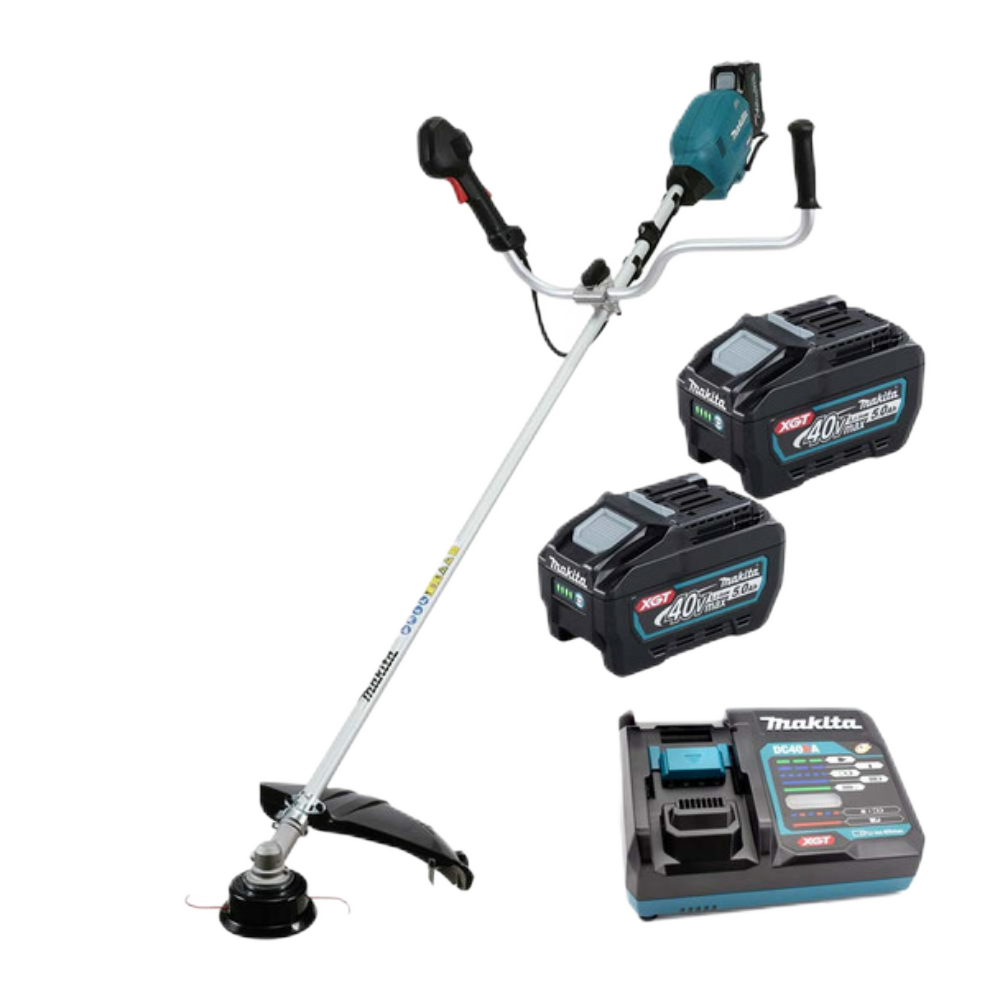 40V MAX XGT BRUSHLESS BRUSH CUTTER WITH 2X 5.0AH BATTERY AND DC40RA CHARGER