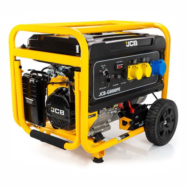 JCB 7.9kW / 9.8kVA Petrol Site Generator, 115V / 230V 15hp 457cc JCB Engine, Recoil & Electric Start – JCBG80