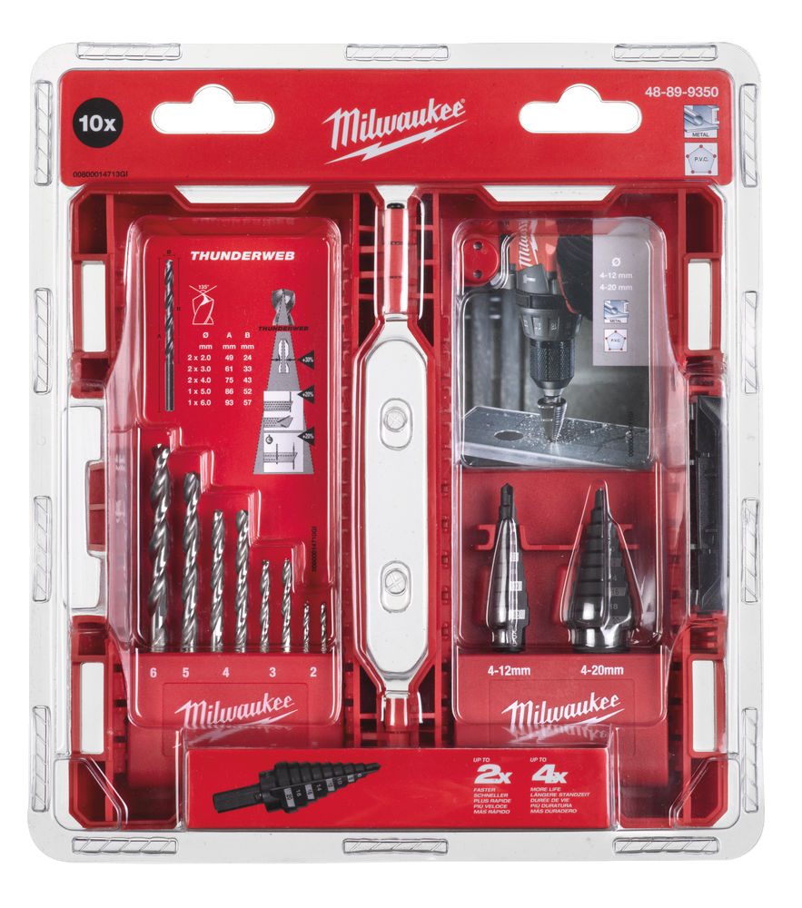 MILWAUKEE 10 PIECE STEP DRILL & METAL DRILL SET