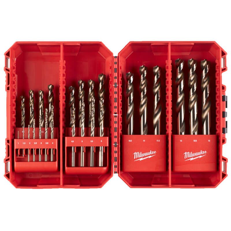 MILWAUKEE 25 PIECE RED COBALT HSS GROUND DIN338 METAL DRILL BIT SET