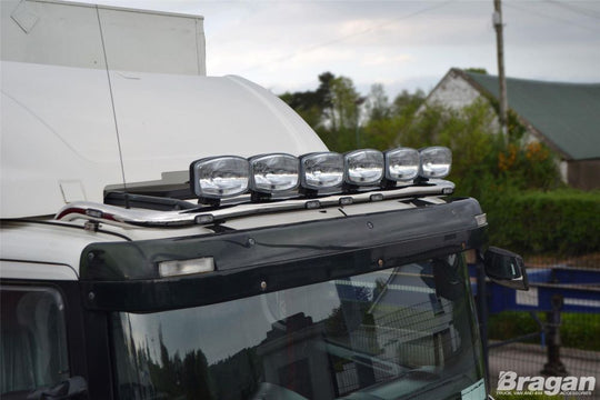 To Fit DAF XF 106 2013+ Space Cab Roof Light Bar + Jumbo Spots x4 + Flush LEDs x7 + Clear Lens Beacons x2