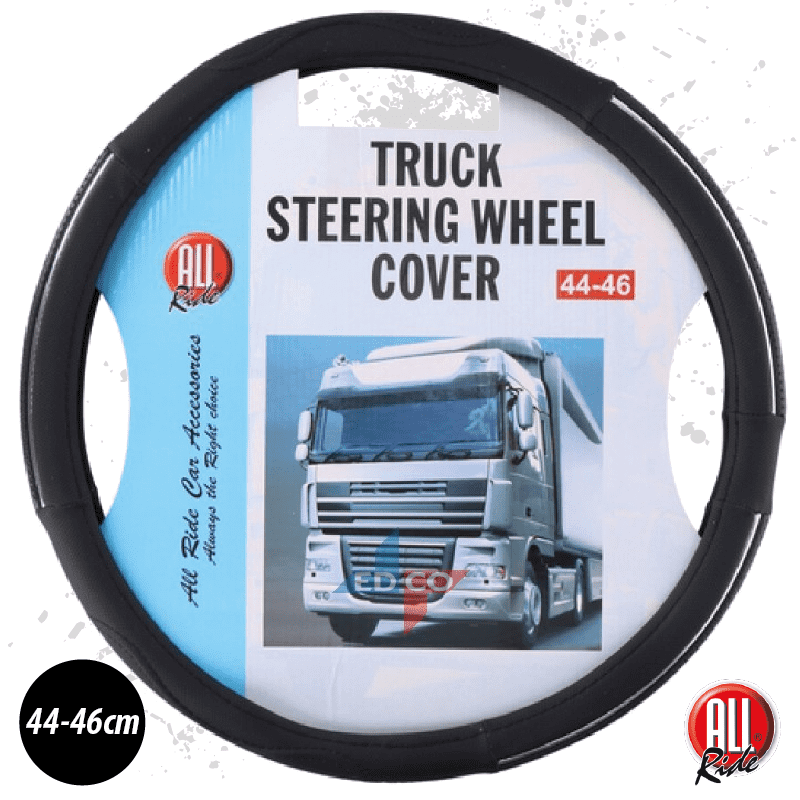 Truck Steering Wheel Cover. Black & Chrome. 44/46.