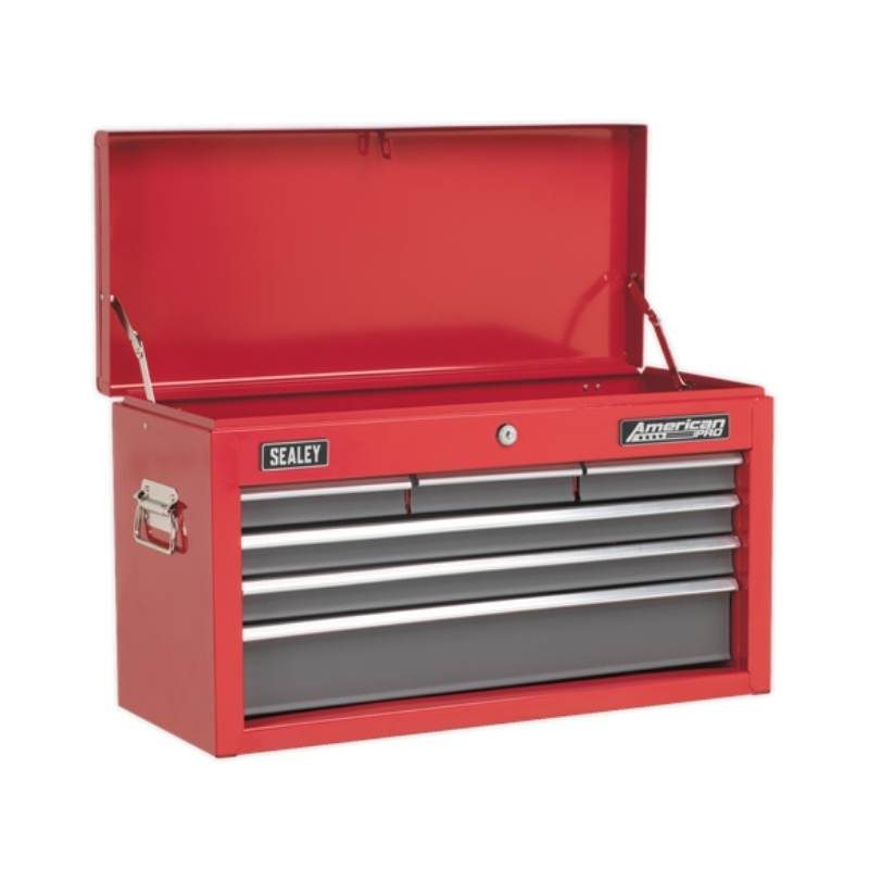 Topchest 6 Drawer with Ball-Bearing Slides - Red/Grey