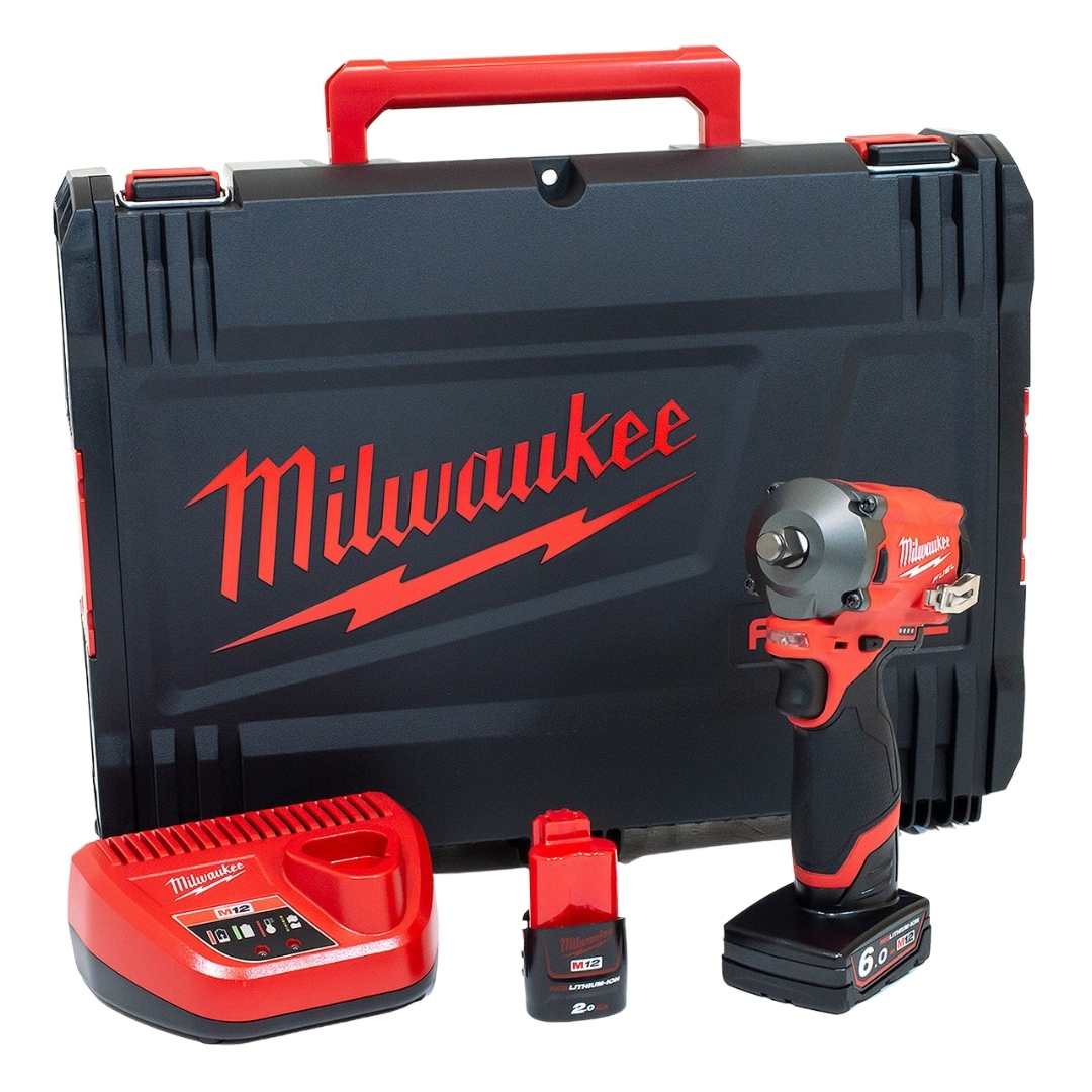 MILWAUKEE M12 FIWF12-622X 12V FUEL BRUSHLESS 1/2" IMPACT WRENCH WITH 2X BATTERIES