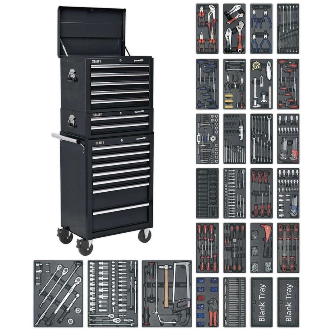 Sealey Tool Chest Combination 14 Drawer Black With 1179 Piece Tool Kit Sptcombo2