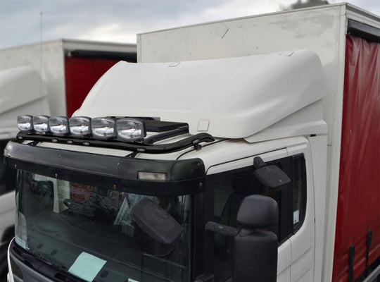 To Fit DAF XF 106 2013+ Space Cab Black Roof Light Bar + Flush LEDs x7 + Round Chrome Spots x6
